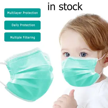 

10PCS/50PCS Outdoor Kids Face Masks 3 Layers Non-woven Dust Filter Mouth Cover Ear Loop Disposabl Breathable Safely Mouth Masks