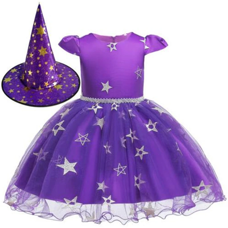 As photo shows Halloween Dresses Toddler Kid Baby Girls Princess Clothes Sleeveless Dress Tutu Sundress Ball Gown With Hat Girls Party Dresses - Color: As photo shows