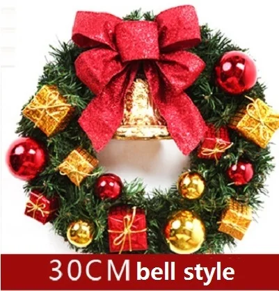 bell STYLE Венок, Рождественский венок, красная дверь, венок, настенная гирлянда, украшения, настенные рождественские украшения для дома - Цвет: bell STYLE