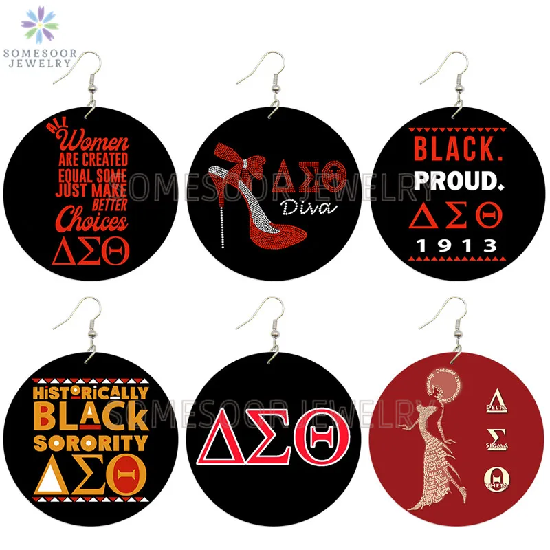 SOMESOOR Delta Sigma Theta символы деревянные серьги подвески исторически черные гордость