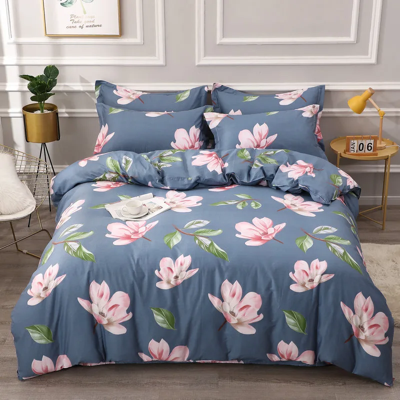 4 шт. комплект постельного белья из 100% хлопка с принтом цветов|Комплекты белья| |