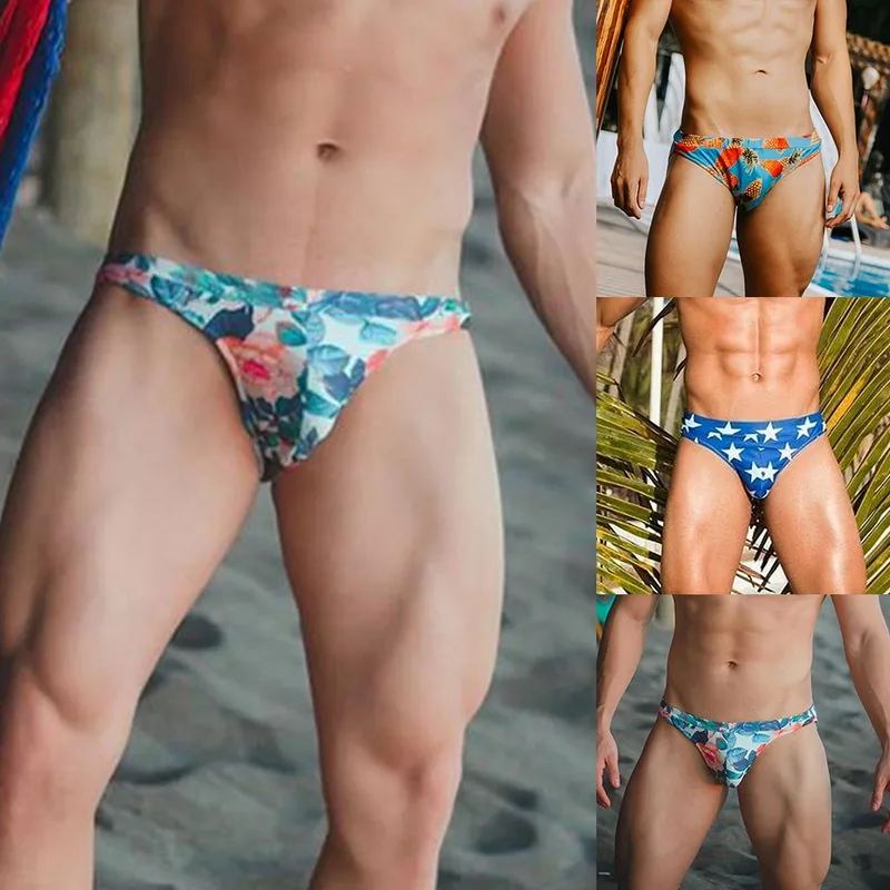 Vertvie Waterproof Swimwear Men Briefs Sexy Swimming Trunks Bathing Man Swim Shorts Printing Zwembroek Heren Sunga Hot | Спорт и