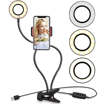 Preise Foto Studio Selfie LED Ring Licht LED Video Fotografie Selfie Ring Lampe Desktop Beleuchtung Mit Telefon Halter USB Make-Up Selfie