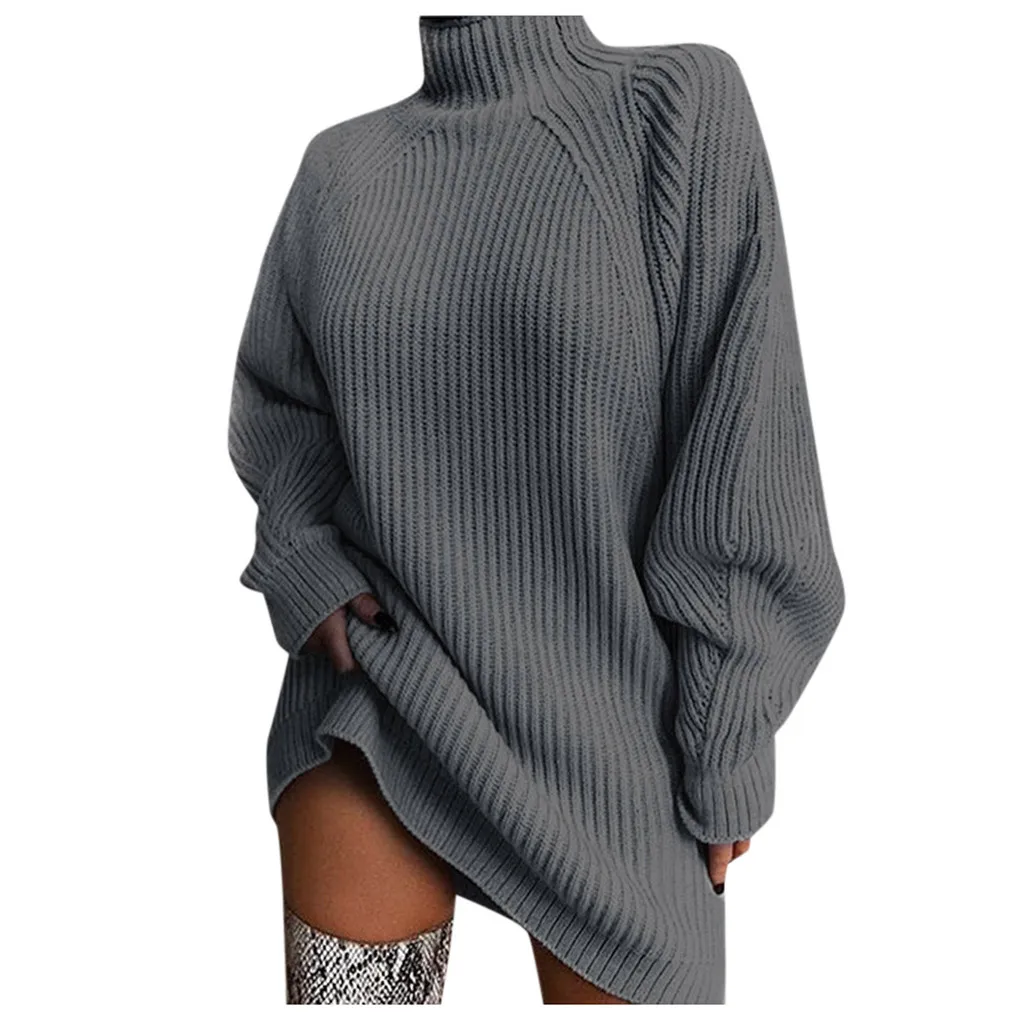 Pull femme nouveaute свитер женский длинный рукав водолазка зимний с высокой талией свободный свитер платье пуловер Джемпер Джерси