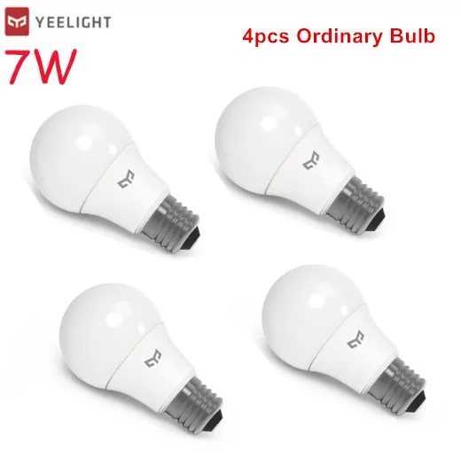 4Pcs 7W Ordinary Комплект Xiaomi Smart/Обычный белый светодиодный E27 лампы светильник приложение Wi-Fi пульт для группы Управление 3000 k-5700 k 6,5 W 450lm 220-240V 50/60Hz - Цвет: 4Pcs 7W Ordinary