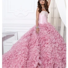 Розовые Бальные платья новые элегантные милые платья с блестками и бисером ручной работы с цветами 16