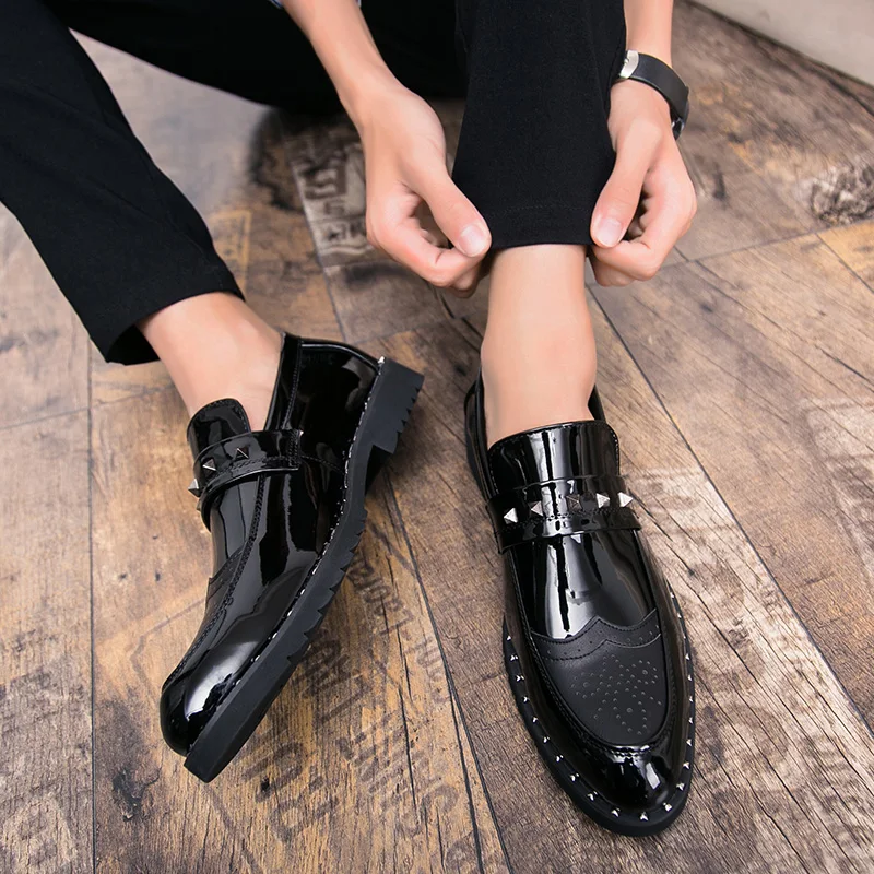 Wedding Comfortable Trend Wear-resistant Party Gentleman Mens Leather Dress Shoes British Style Black Office Business | Обувь