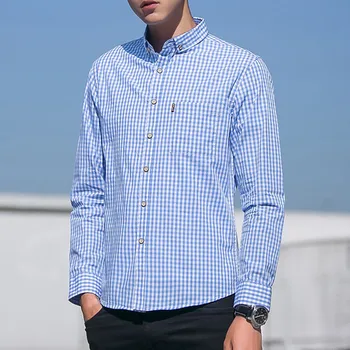 

4 Colors Men Shirt Breathable Long Sleeve Plaid Shirts Male Casual Streetwear Fashion Slim Fit Camisa Masculina Autumn Clothing