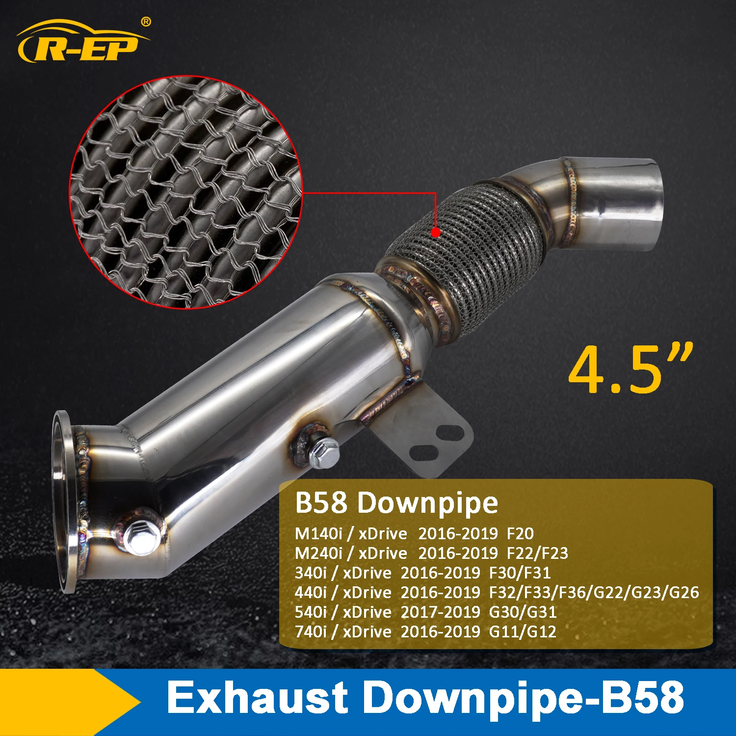 Downpipe Adatto Per Motore Bmw B58 M140I M240I 340I 440I 540I 740I X3 X5 F20 F23 F30 F33 G30 G11 Tubo In Acciaio Inossidabile Da 4.5 Pollici