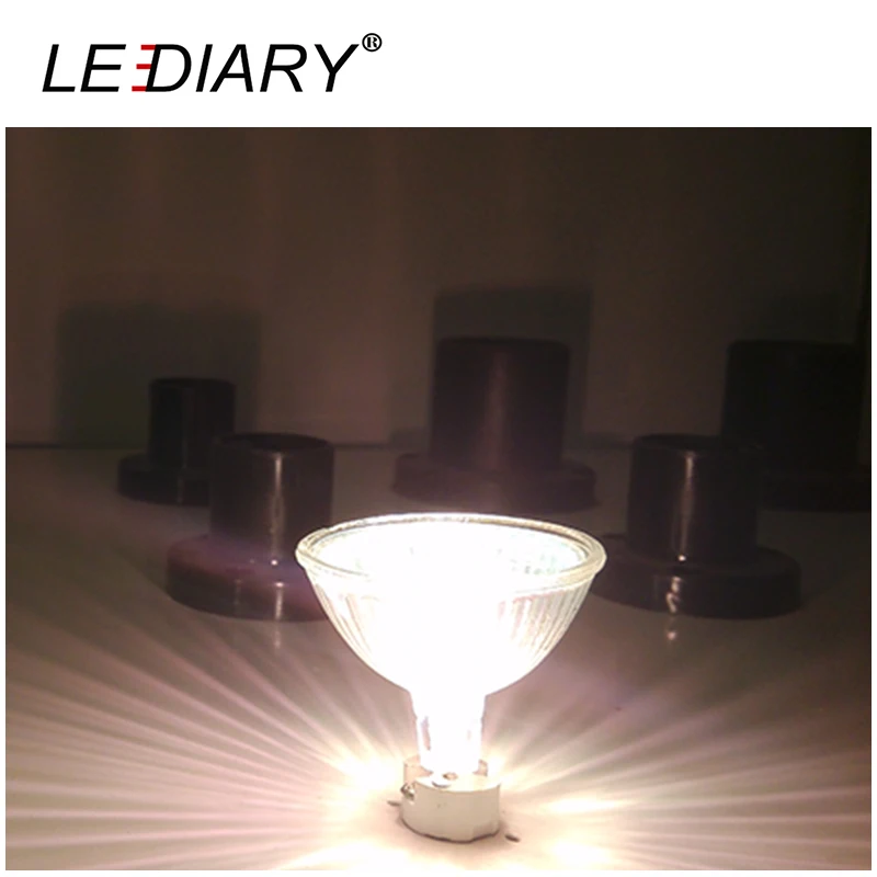 LEDIARY 10 шт. супер яркая лампочка с регулируемой яркостью MR16 GU5.3 Галогеновый свет пятна 12V 20/35/50 Вт галогенные лампы чашки Форма лампа прозрачые кварцевые Стекло