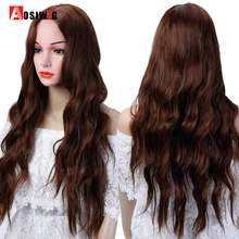 Парики из натуральных синтетических волос, длинные волнистые, кудрявые, черный, коричневый, синий, термостойкие, Косплей парики для женщин AOSIWIG