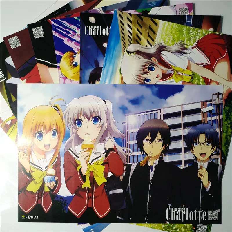 8 *(42x29 см) Новые постеры Шарлотта аниме наклейки на стену Tomori Nao Otosaka Ayumi | Дом и сад