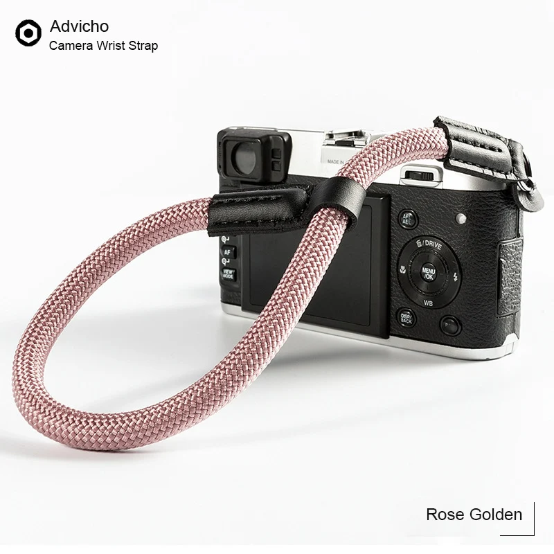 Нейлоновый цифровой ремешок для камеры ручной работы для Fujifilm Canon Nikon sony Polaroid Pentax Panasonic ремешок для камеры - Цвет: Rose Golden