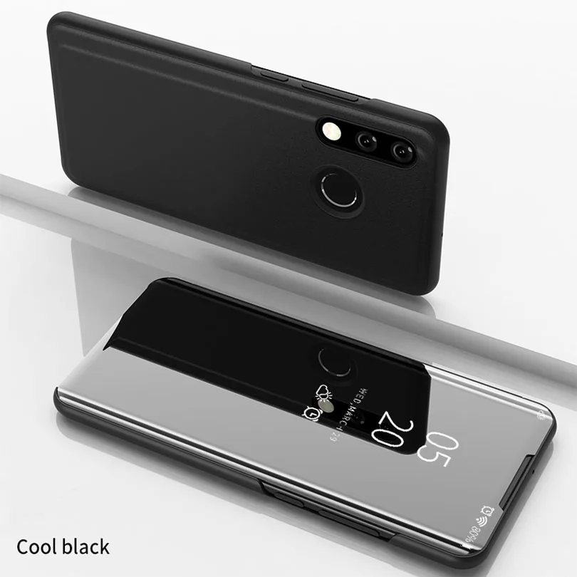 Для huawei P10 P9 плюс P8 Lite Коврики 20 10 9 8 Pro Honor 7A 7C фотоаппаратов моментальной печати 7S 8 8X 8C 10 горячая умный зеркальный кожаный захлопывающийся Чехол-книжка с подставкой для чехол для телефона - Цвет: Black