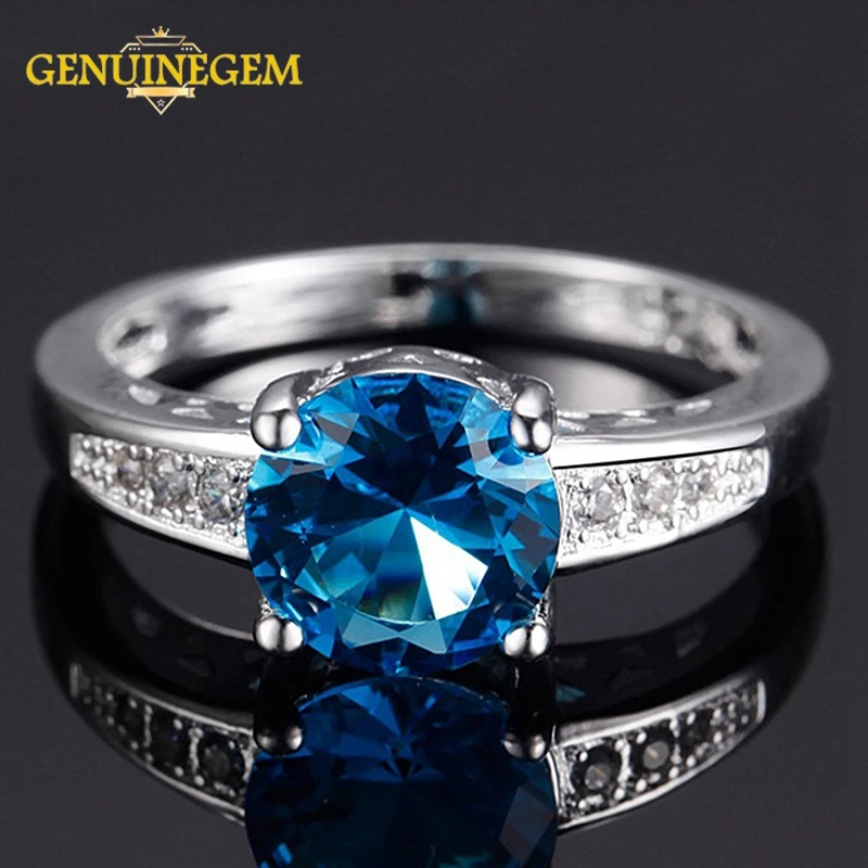 GENUINEGEM, элегантное серебро 925, ювелирное изделие, AAA кубический цирконий, Свадебные обручальные кольца для мужчин и женщин, модные ювелирные изделия