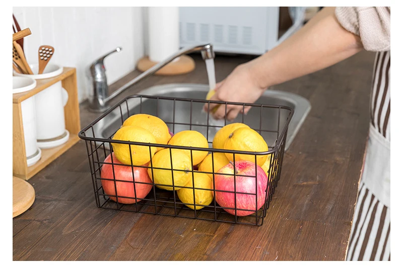 Japanese Wrought Iron Storage Basket Kitchen Finishing Iron Baskets Bathroom Storage Baskets Iron Table Home Decorations