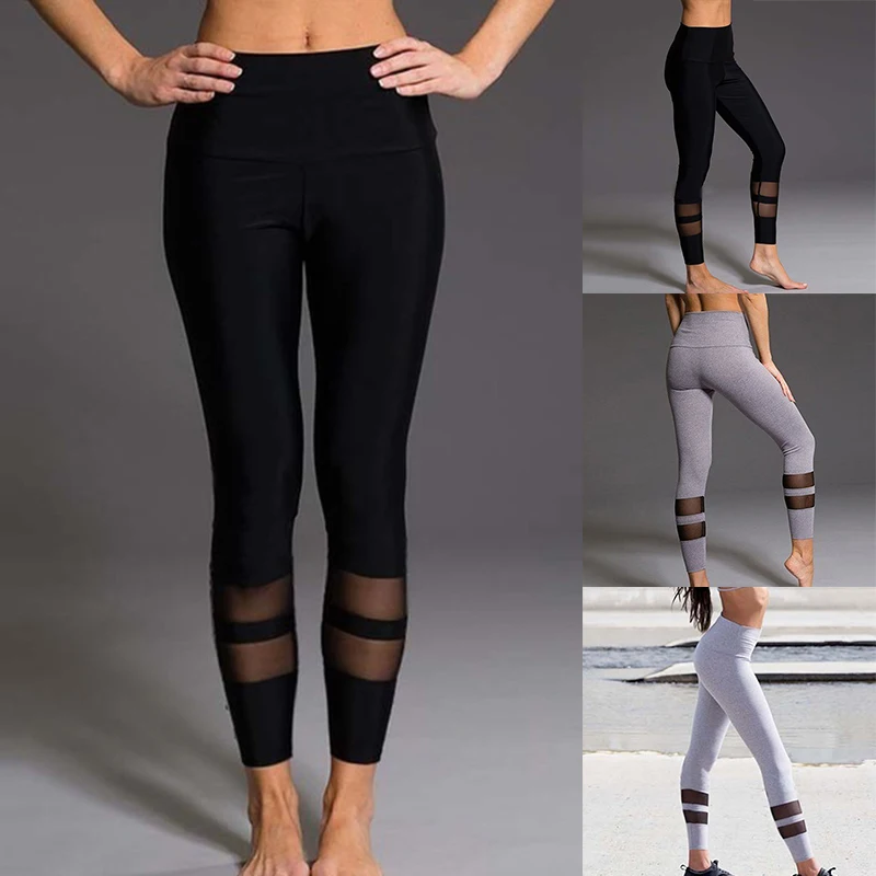 

Push Up Yoga Pants Women Sports Mesh Piecing Leggings High Waist Female Wear FDX99