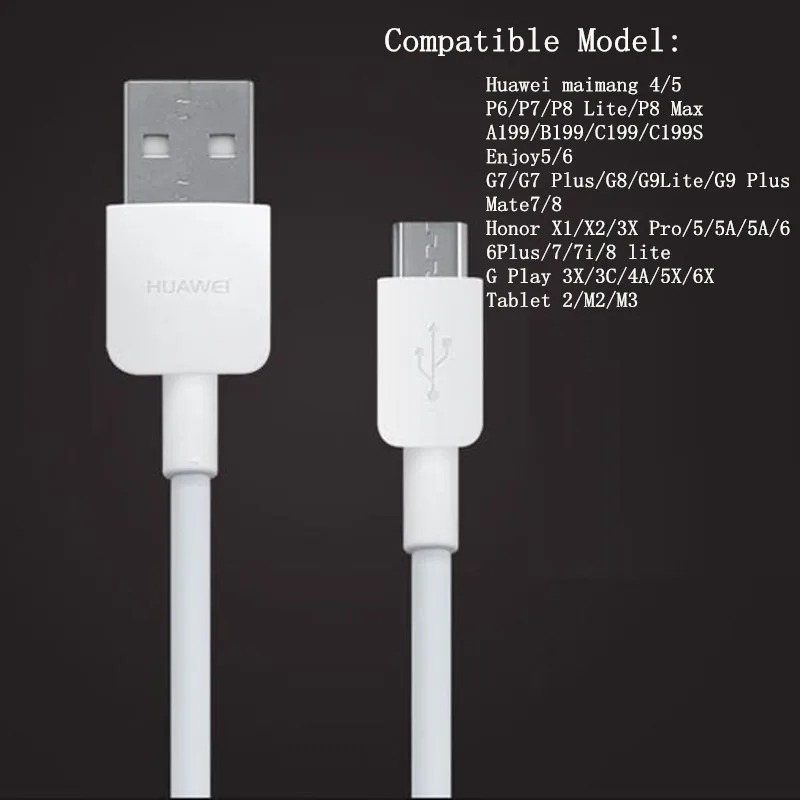 2A 100 см Micro usb-кабель для передачи данных из линейку оригинальных запчастей для HUAWEI быстрая Зарядное устройство кабель для P7 P8 P9 P10 lite mate 7 8 s Honor 7x6 6a 6x 6c 5c 7 6s