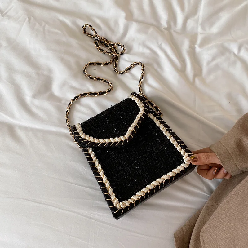 

Autumn And Winter INS Bag Women's 2019 New Style Fashion Korean-style Woolen Cloth Mobile Phone Bag Shoulder Bag Fashion Shoulde