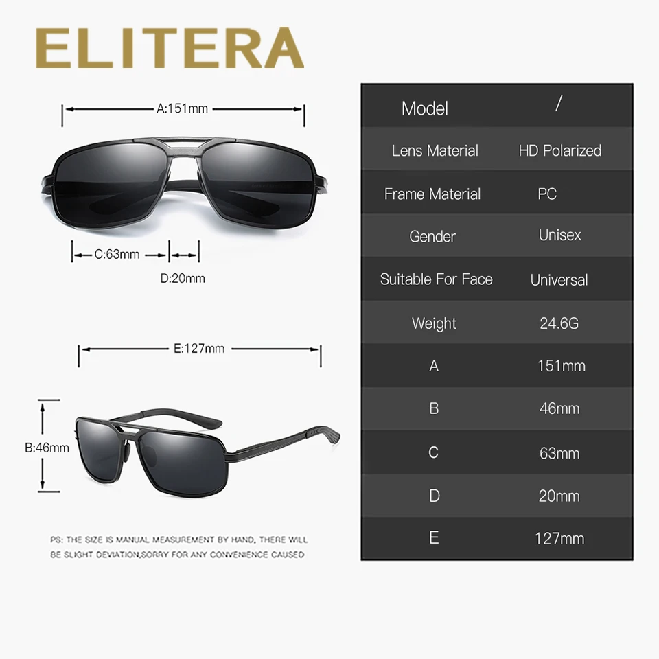 ELITERA, прямоугольные поляризованные солнцезащитные очки, мужские, для улицы, для вождения, солнцезащитные очки, мужские, алюминиево-магниевая оправа