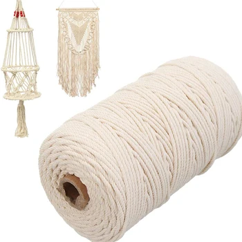 

Durable 200m White Cotton Cord Natural Beige Twisted Cord Rope Craft Macrame String DIY Handmade Home Decorative supply 3mm