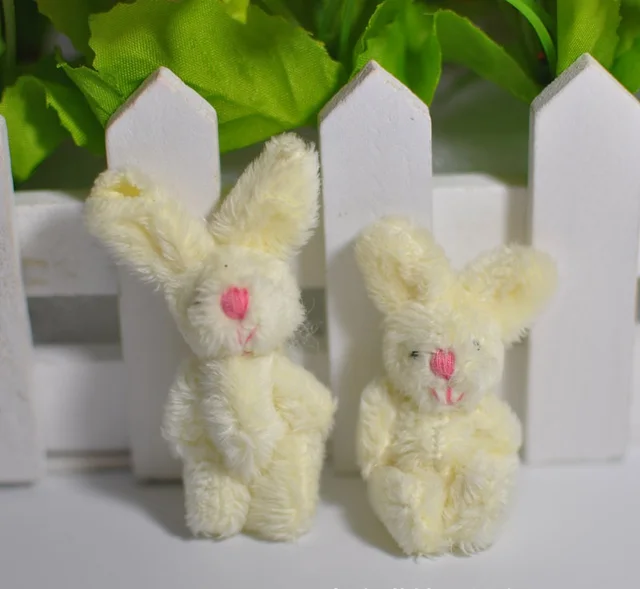 Wholesale 100pc/Lot 4cm Soft Mini Joint Rabbit Pendant Plush Bunny For Key Chain Bouquet Toy Doll DIY Ornaments Gifts