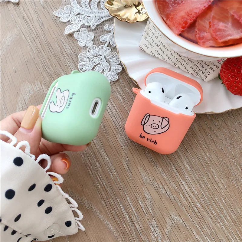 Джамулярные силиконовые сумки для Air Pods свинья собака корги мультфильм чехол для Airpods беспроводной Bluetooth наушники