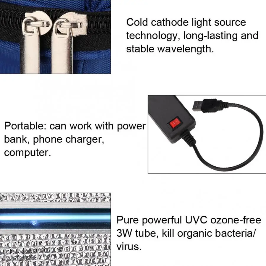 Портативная УФ-дезинфекционная лампа пакет для стерилизации USB вход большой емкости 5 минут таймер инструменты