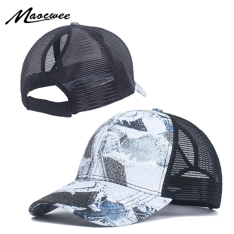 

Fashion Ponytail Baseball Cap For Women Men Summer Casual Adjustabe Mesh Snapback Caps Outdoor Sports Solid Color Dyes Sun Hat