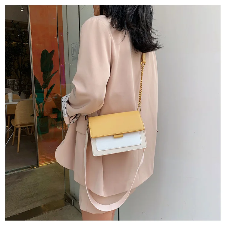 Miyahouse контрастные цвета женские кожаные сумки через плечо Модные простые дешевые сумки через плечо дорожная сумка
