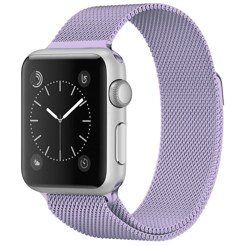 Light Purple Миланский Браслет-петля, браслет из нержавеющей стали для Apple Watch, серия 1, 2, 3, 42 мм, 38 мм, металлический ремешок для iwatch 4, 5, 40, 44 мм, разноцветный - Цвет ремешка: Light Purple
