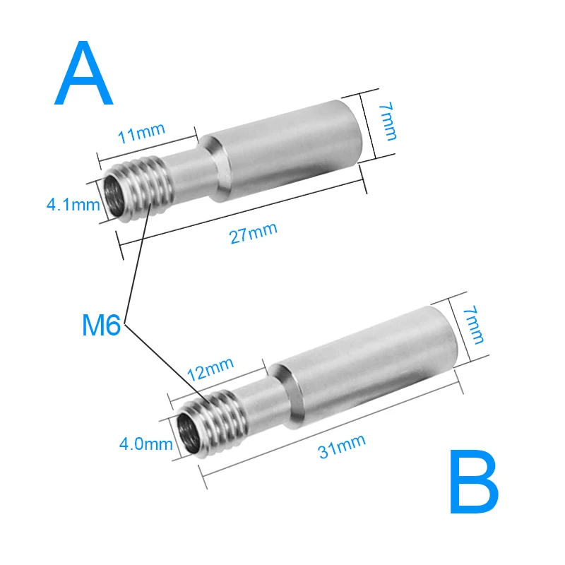 Extrusora de Calor Mk8 Todo Metálico Tubo de Garganta de Parafuso m6 27 mm 31 mm Cr10 Série Ender Impressora 3d Hotend 10 Pcs Aço Inoxidável - Imagem 6