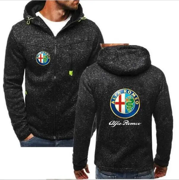 Черный Модный бренд Alpha alfa romeo Толстовка с длинным рукавом теплая долина с капюшоном на молнии рубашка повседневная мужская Толстовка - Цвет: Черный