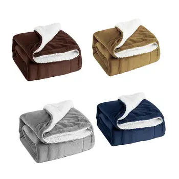 

Warm Soft Cashmere Blanket Autumn Winter Thickened Double-Layer Flannel Woollen Blanket PVC Drawstring Bag