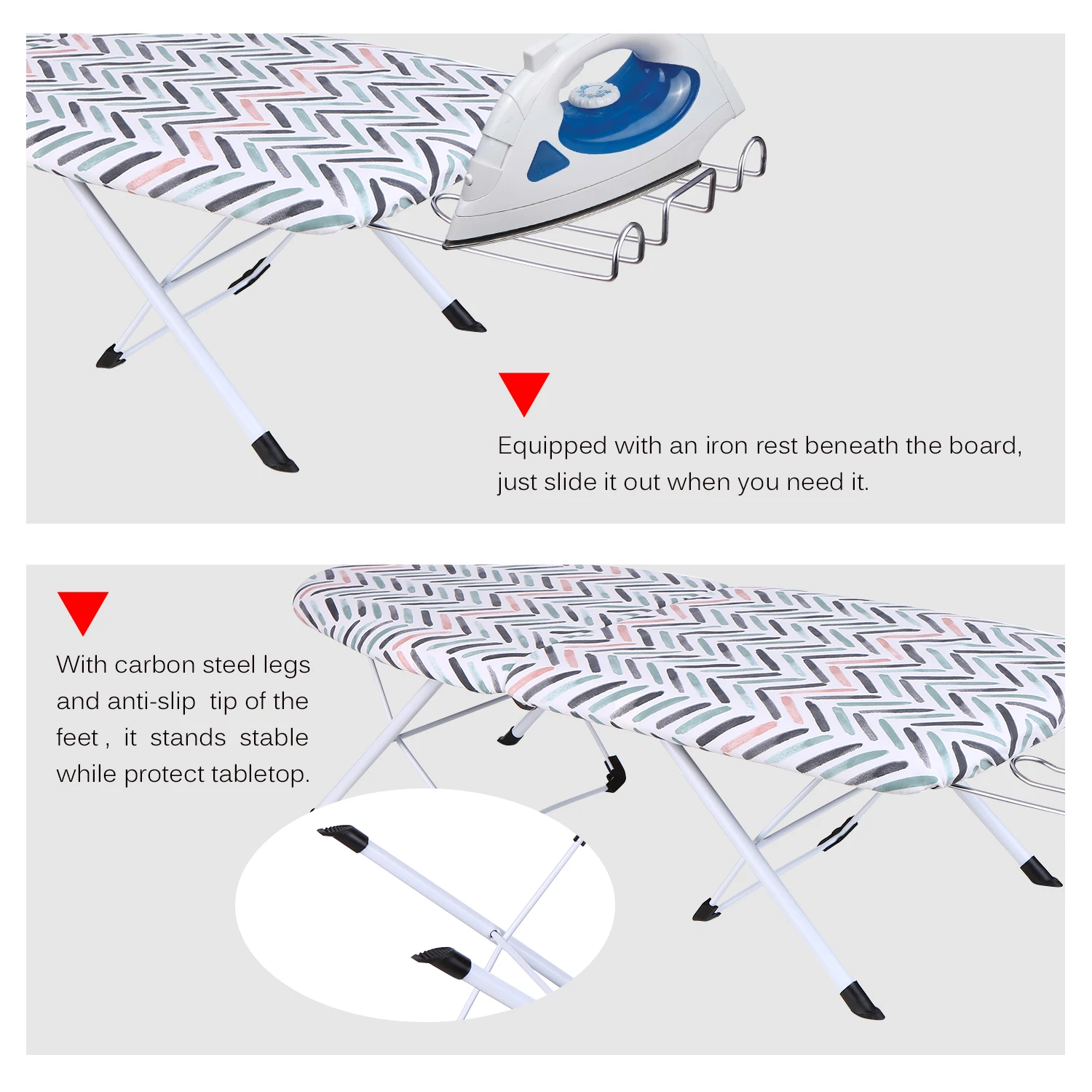 Foldable Ironing Board Tabletop Ironing Board with Iron Rest Small Folding Ironing Board with Cotton Cover for Household Hotel