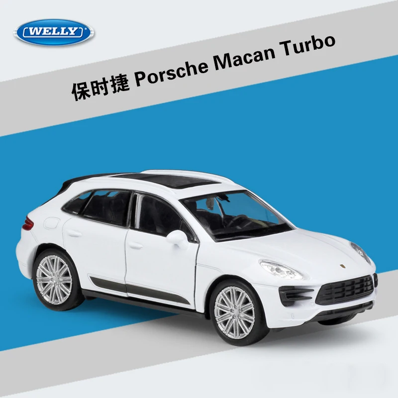 WELLY литой 1:36 Масштаб Porsche Macan Turbo симулятор оттягивающийся автомобиль внедорожник модель автомобиля металлический сплав игрушка автомобиль для детей Коллекция подарков - Цвет: 1 With retail box