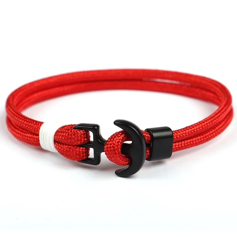 9 Fashion Whale Tail Anchor Bracelets Men Women Charm Nautical Survival Rope Chain Paracord Bracelet Male Wrap Metal Hooks - Окраска металла: 9