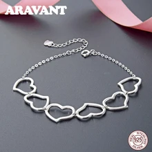 925 пробы Серебряная цепочка любовь сердце модные браслеты для женщин Свадебные Ювелирные изделия Подарки