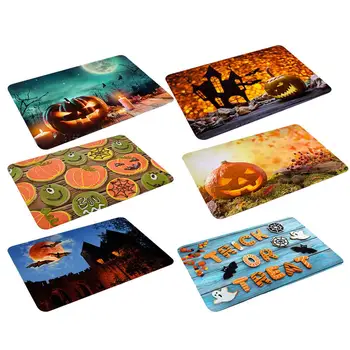 

40*60cm Halloween Pumpkin Carpet Pumpkin Bat Ghost Pattern Floor Mat Kitchen Bathroom Non-slip Thick Door Mat Halloween Decor
