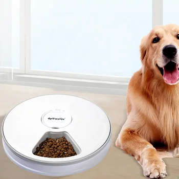 

Automatic Pet Feeder Food Dispenser for Dogs, Cats & Small Animals - Features Distribution Alarms, Programmed Timed Self 6 Meal