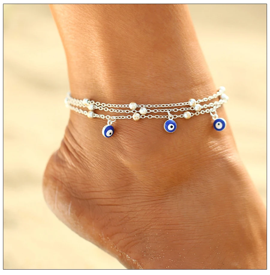 Hcfec9800c3bb427588754b5fee052941m - Fashion Colorful Turkish Eyes Anklets for Women Charm Gold Color Beads Pendant barefoot sandals Anklet Foot Jewelry Accessories