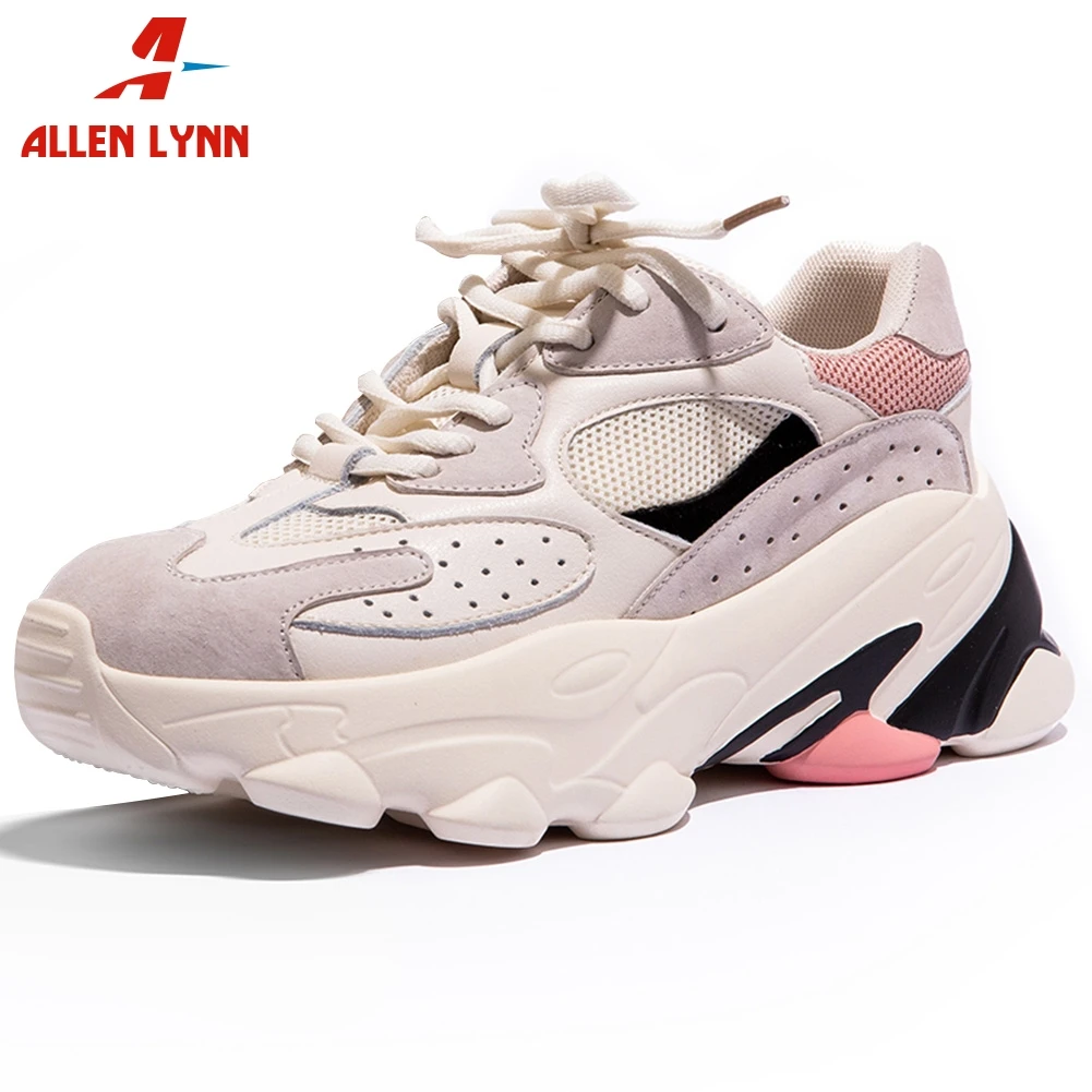 ALLENLYNN/Модные женские кроссовки из натуральной кожи обувь на толстой платформе с