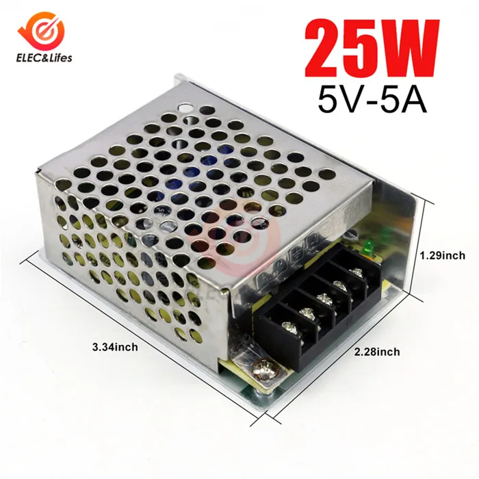 AC 110 V/220 V к DC 5V 20W 25W 50W импульсный трансформатор питания для светодиодной ленты умный дом - Цвет: 5A 25W