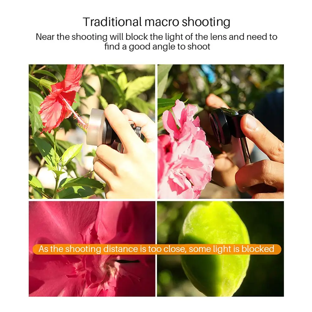 75MM Camera Macro Lens 10X Wide-angle External Mobile Phone Lens For Apple Huawei Android - Color: Black
