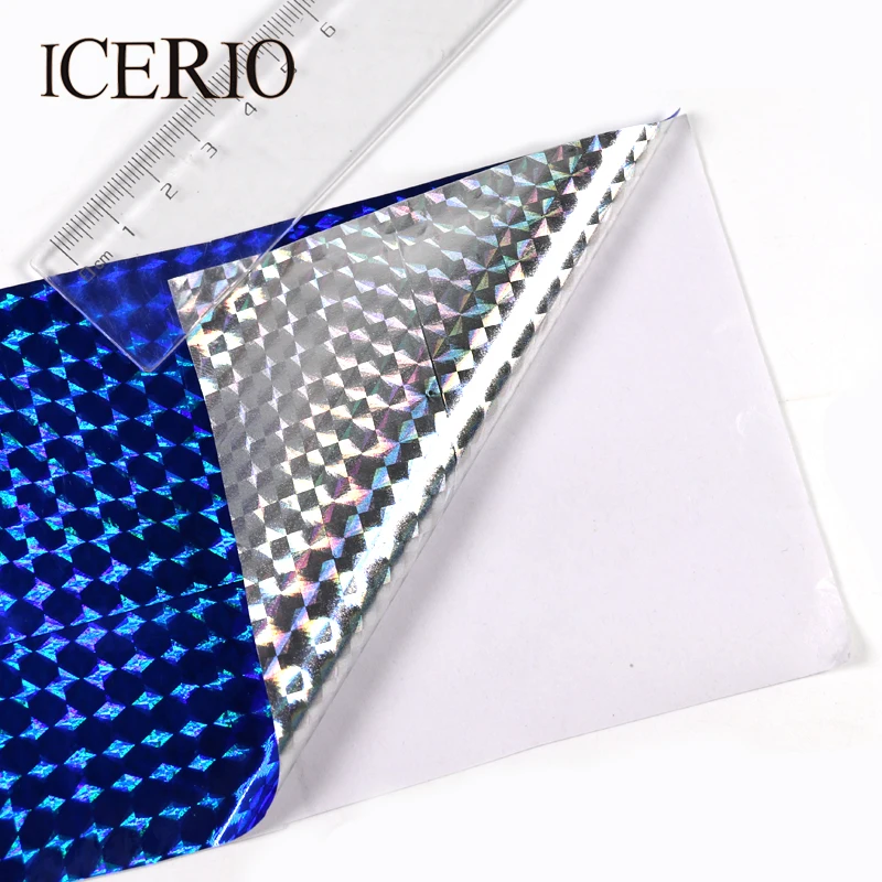 ICERIO 6PCS 10*20cm Holographic Adhesive Film Flash Tape for Lure Making Fly Tying Materail Metal Hard Baits Flies Color Sticker fishing lure fly tying thread