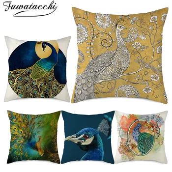 

Fuwatacchi Linen Peacock Picture Cushion Cover Peahen Animals Printed Pillows Covers for Home Sofa Chair Decorative Pillowcases