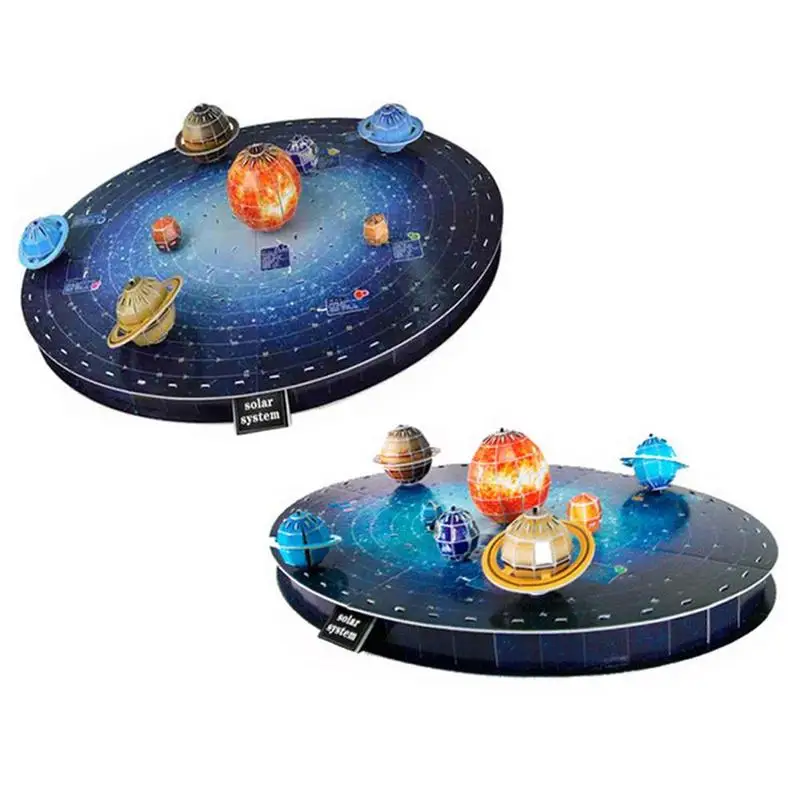 

3D Solar System Puzzle Set Planet Puzzle Board Game 3D Paper DIY Jigsaw Learning & Education Science Toy 3D Puzzle Toys Model