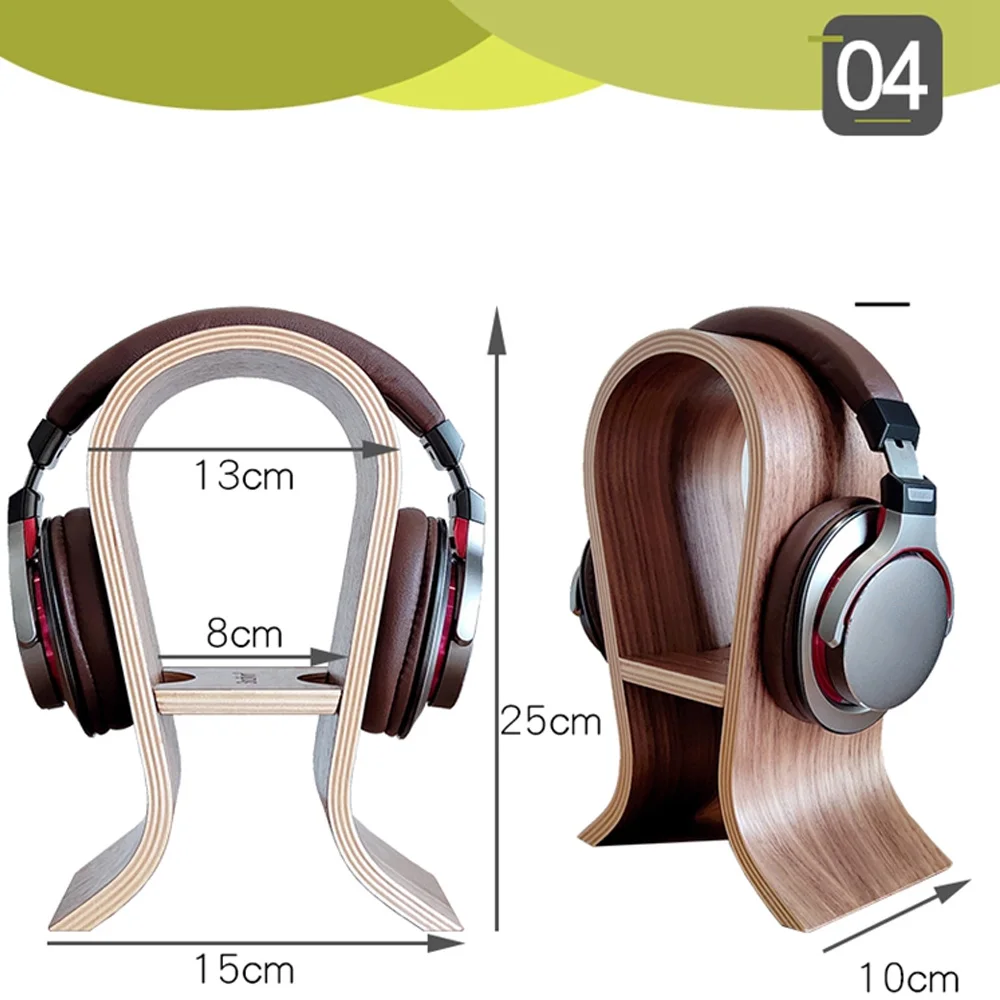 JINSERTA U Shape Wooden Headphones Stand Multi function Holder Universal Headset Desk Display Shelf Rack Hanger