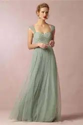 Мятные 2019 дешевые платья подружки невесты до 50 ТРАПЕЦИЕВИДНОЕ элегантное Тюлевое кружевное длинное свадебное платье для женщин