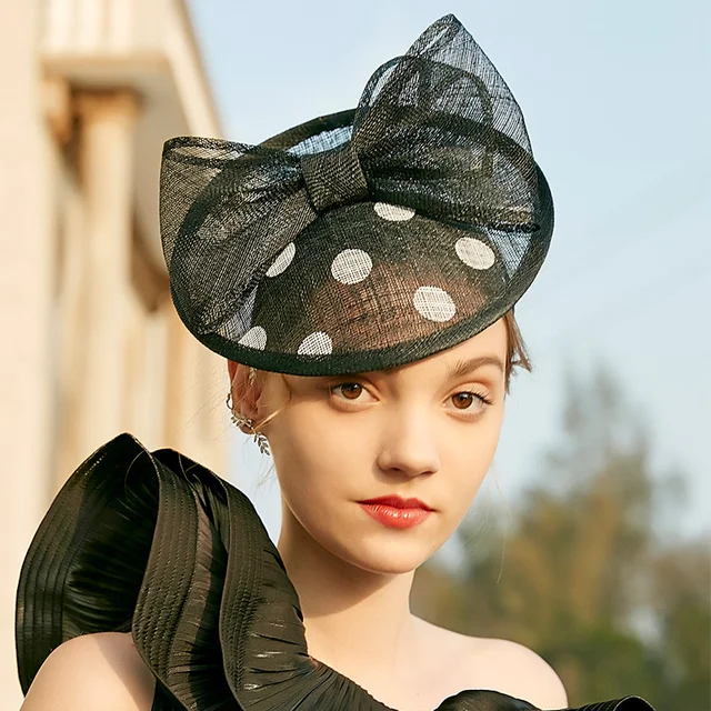 Vintage Mesh Bowknot Polka Dot Fascinator Hat